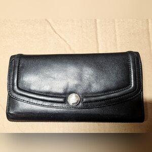 Coach Black Leather Snap-Closure Wallet